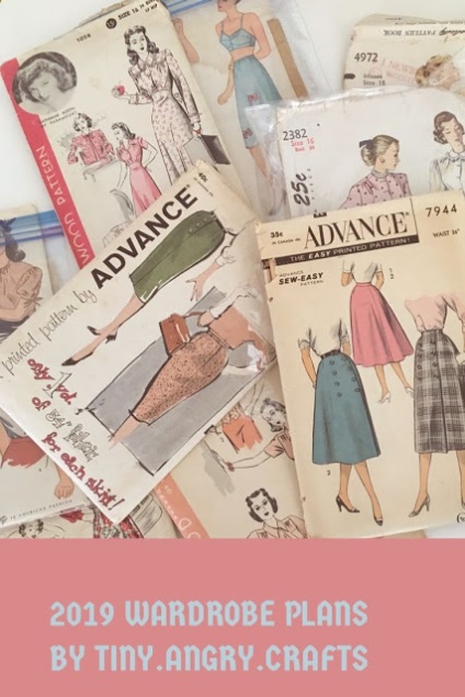 2019  wardrobe plans, vintage plans, vintage patterns, vintage clothing